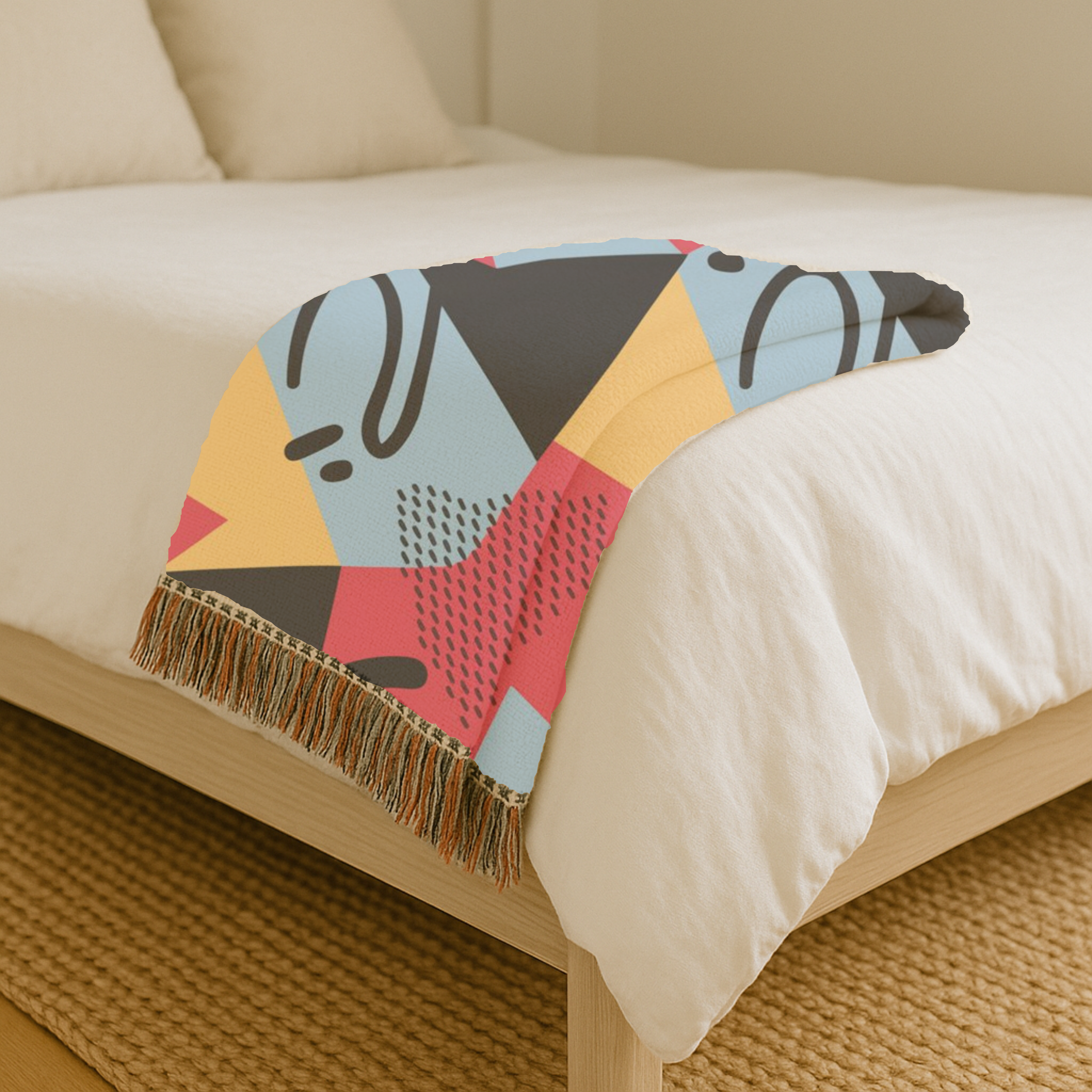 Memphis Night Throw — 1980s Geometric Art Woven Blanket