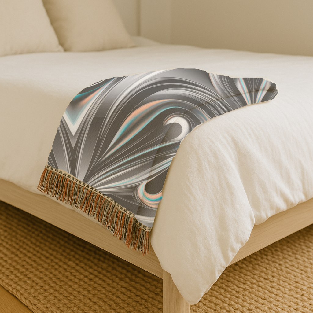 Mercury Throw — 2000s Y2K Chrome & Iridescent Woven Blanket
