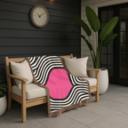 🩷 Pink Vortex Throw — 1960s Op Art Woven Blanket