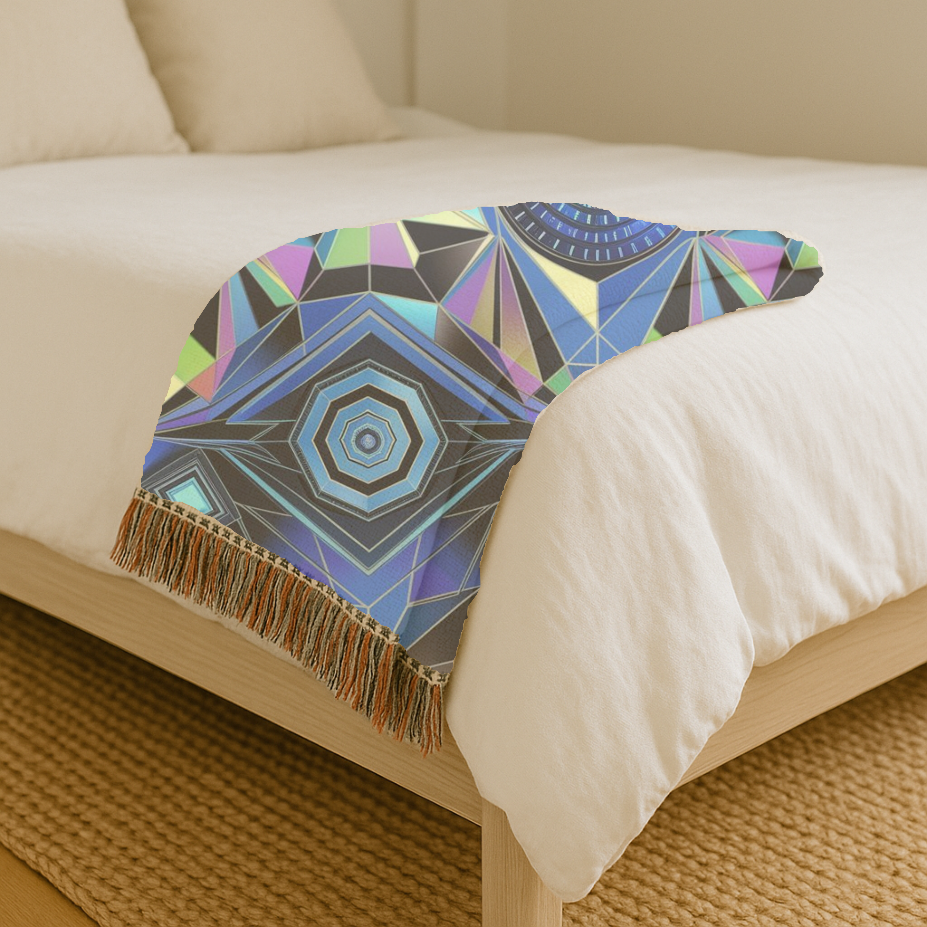 Crystal Throw — 2000s Y2K Kaleidoscope Gem Woven Blanket