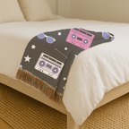 Mixtape Throw — 1980s Boombox & Cassette Woven Blanket