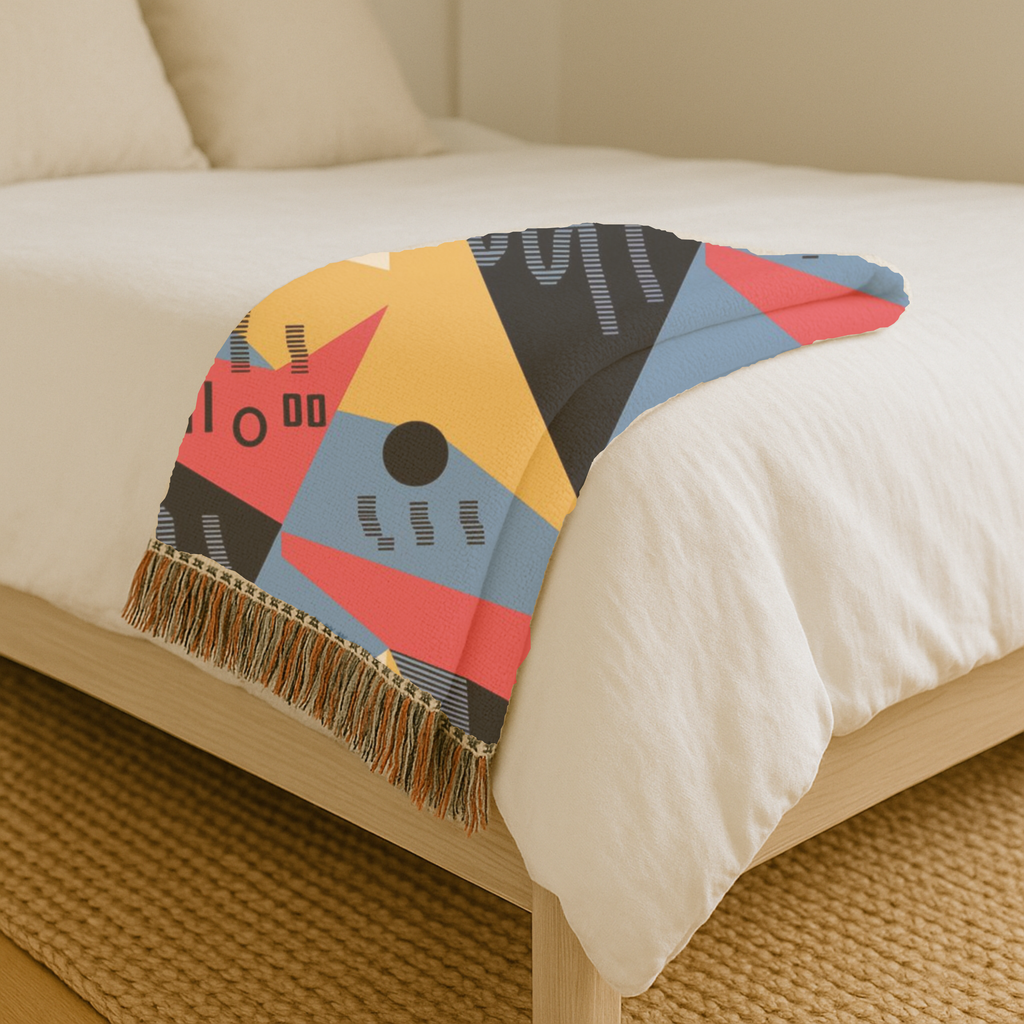 Memphis Sunshine Throw — 1980s Bold Geometric Woven Blanket