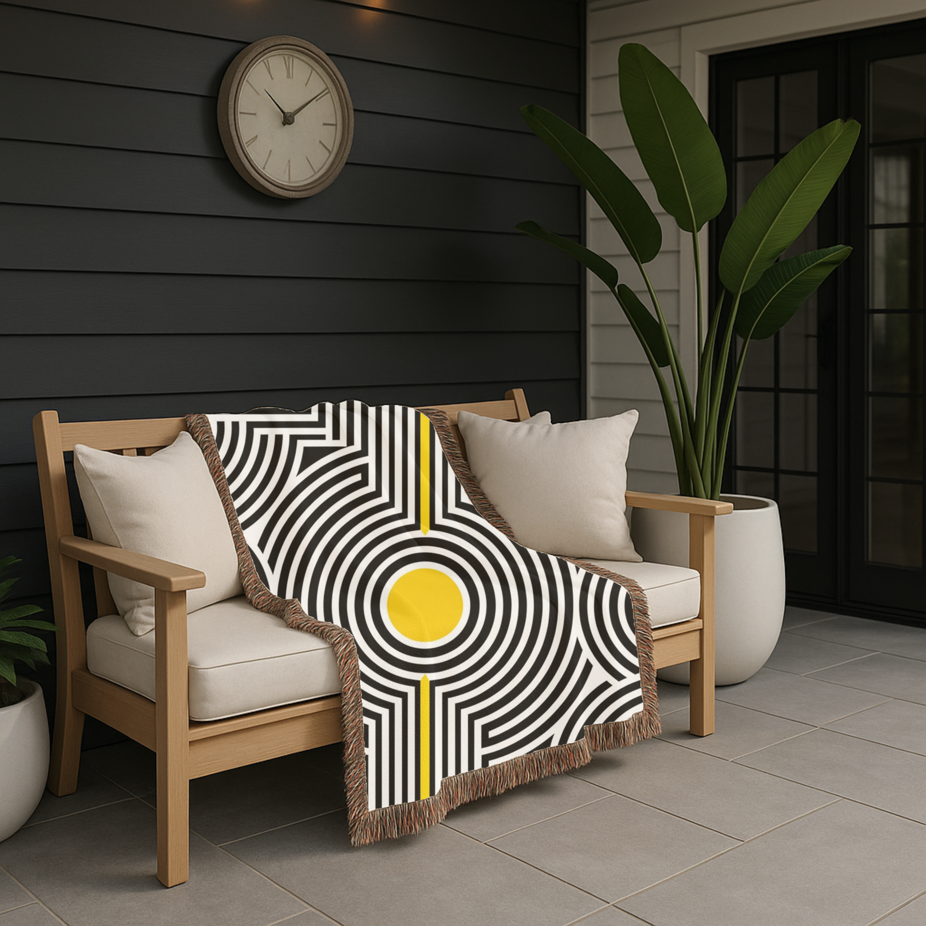 💛 Solar Op Throw — 1960s Op Art Woven Blanket