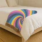 Hypnotic Throw — 1990s Psychedelic Swirl Woven Blanket
