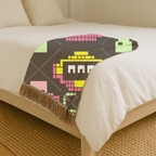 Pixel Robot Throw — 1980s Arcade Game Woven Blanket