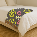 Pixel Bloom Throw — 1980s Arcade Neon Woven Blanket