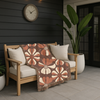 Velvet Bloom Throw — 1970s Stripe Petal Woven Blanket