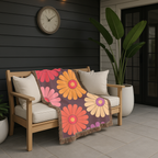 🌼 Velvet Daisy Throw — 1960s Flower Power Woven Blanket