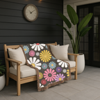 🌸 Flower Power Throw — 1960s Daisy Woven Blanket
