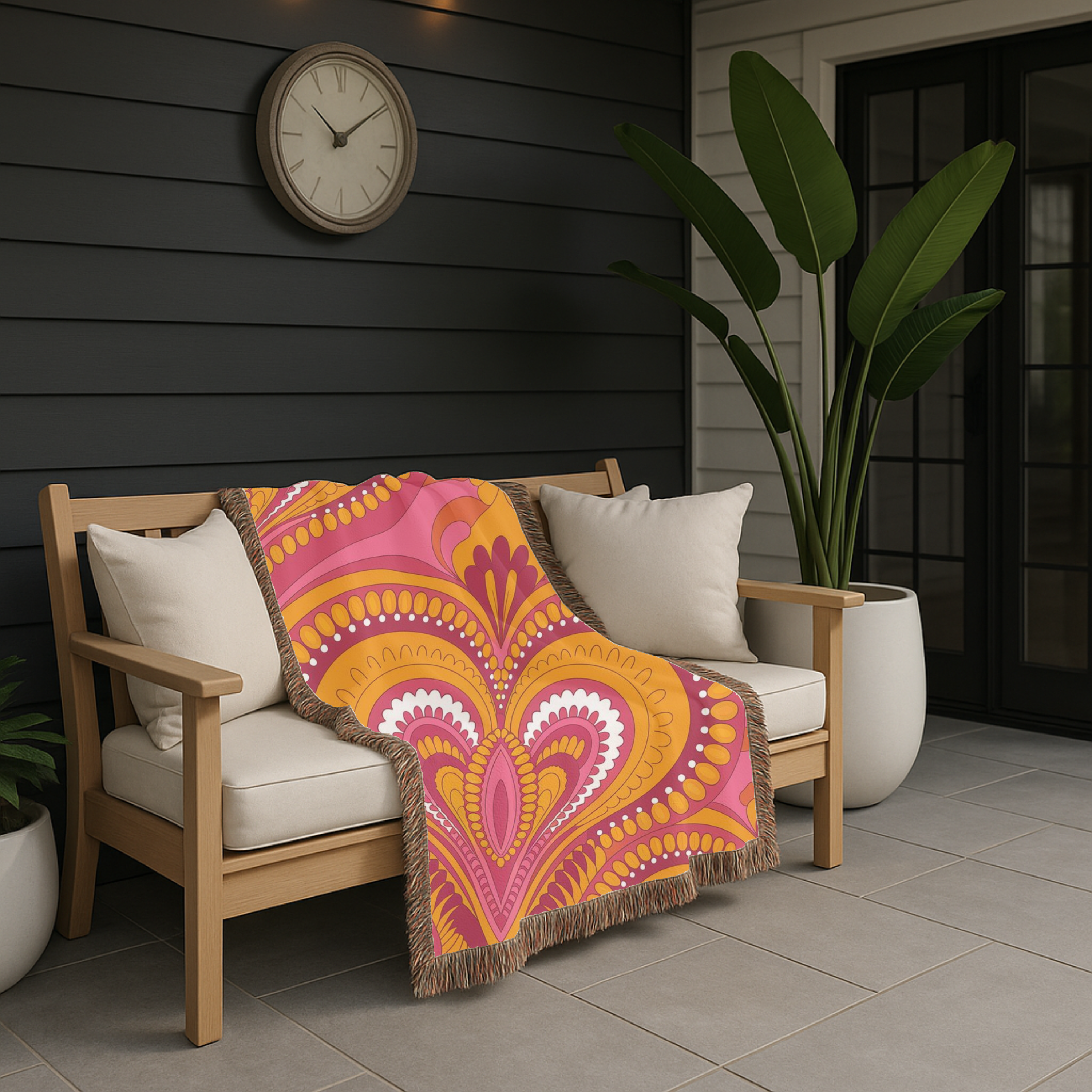 🧡 Palazzo Throw — 1960s Damask Paisley Woven Blanket