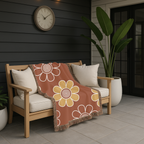 Spiral Daisy Throw — 1970s Retro Outline Woven Blanket