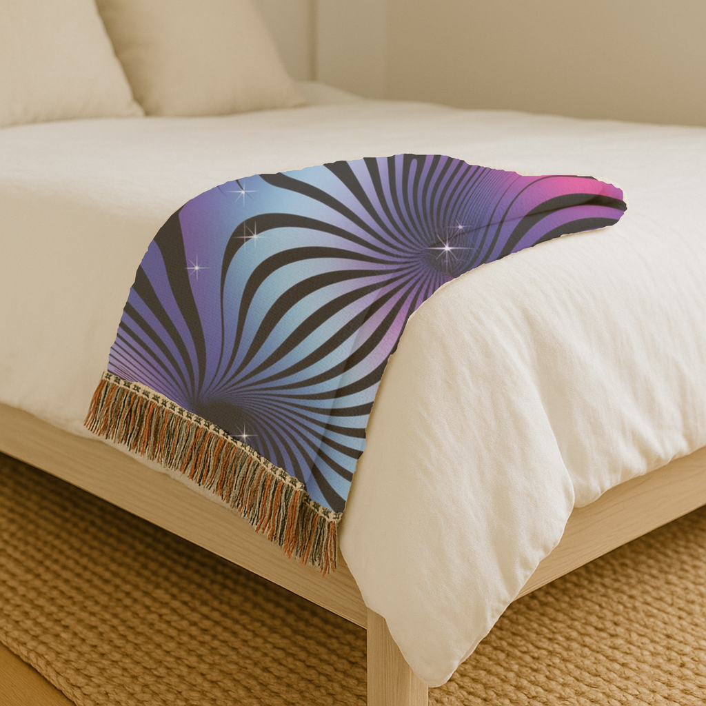 Supernova Throw — 2000s Y2K Stripe Sunburst Woven Blanket