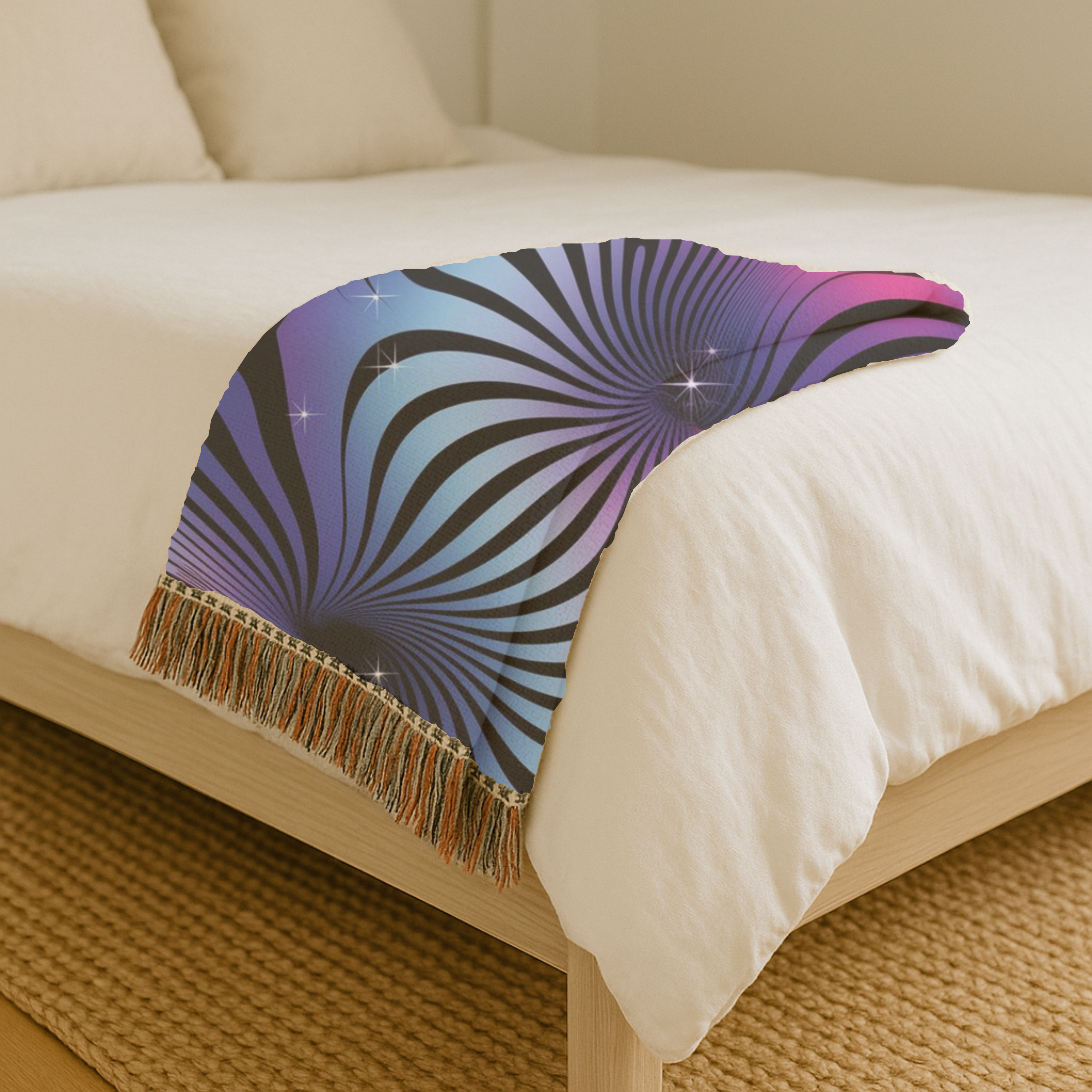Supernova Throw — 2000s Y2K Stripe Sunburst Woven Blanket
