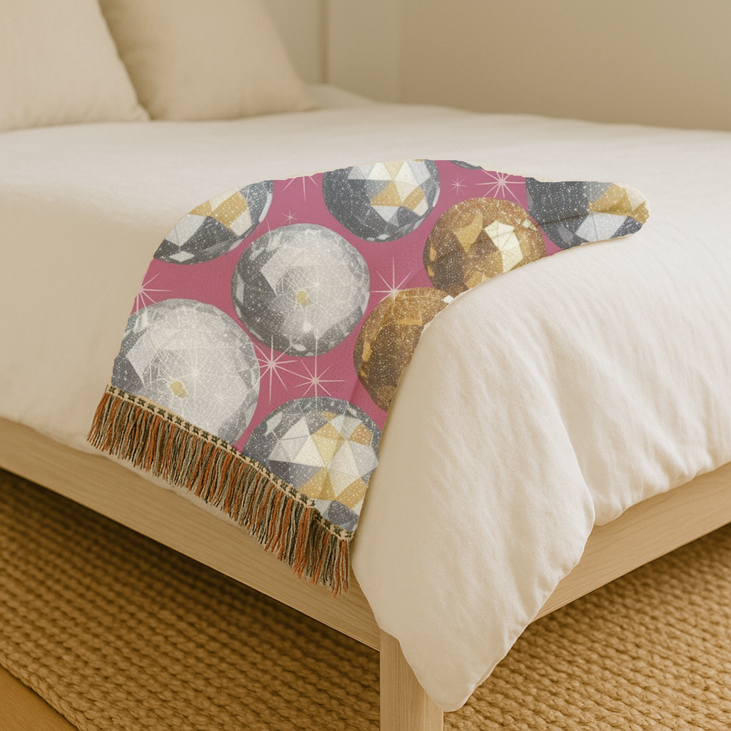Disco Ball Throw — 1980s Studio Glamour Woven Blanket