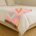 Layered Heart Throw — 1980s Rainbow Love Woven Blanket