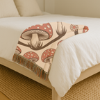 Forest Floor Throw — 1970s Woodland Mushroom Woven Blanket