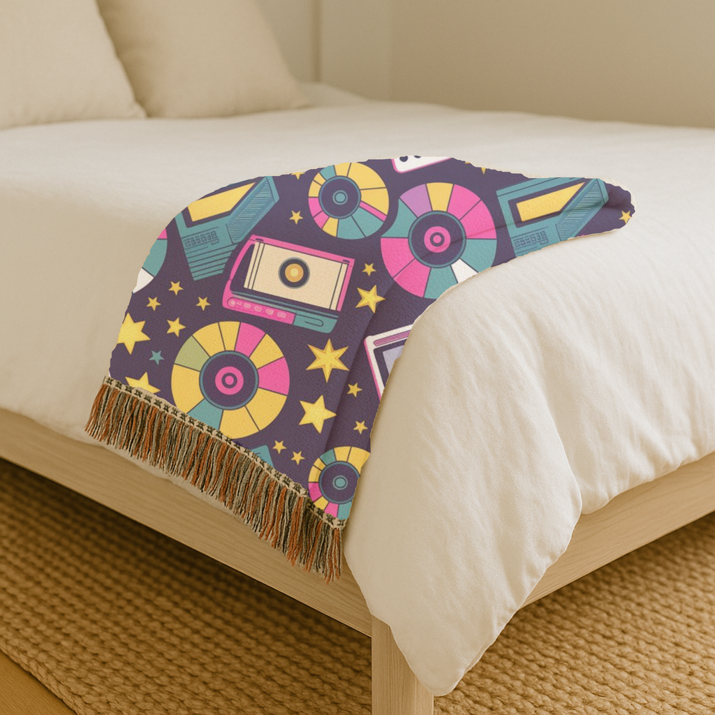 Press Play Throw — 1990s CD Player Woven Blanket