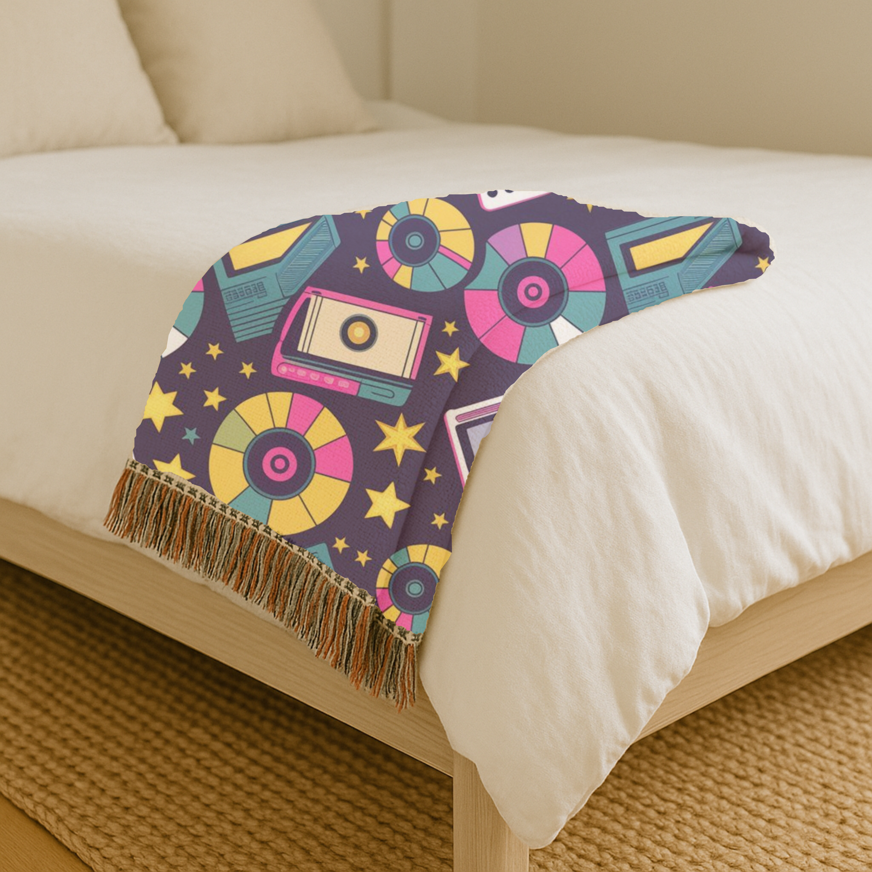 Press Play Throw — 1990s CD Player Woven Blanket