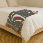 Stardust Throw — 2000s Y2K Rainbow Star Swirl Woven Blanket