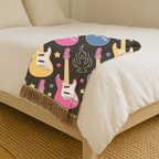 Rock Flame Throw — 1980s Guitar Fire Woven Blanket