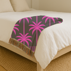 Neon Palm Throw — 1980s Tropical Night Woven Blanket