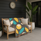 Mod Petal Throw — 1960s Geometric Botanical Woven Blanket