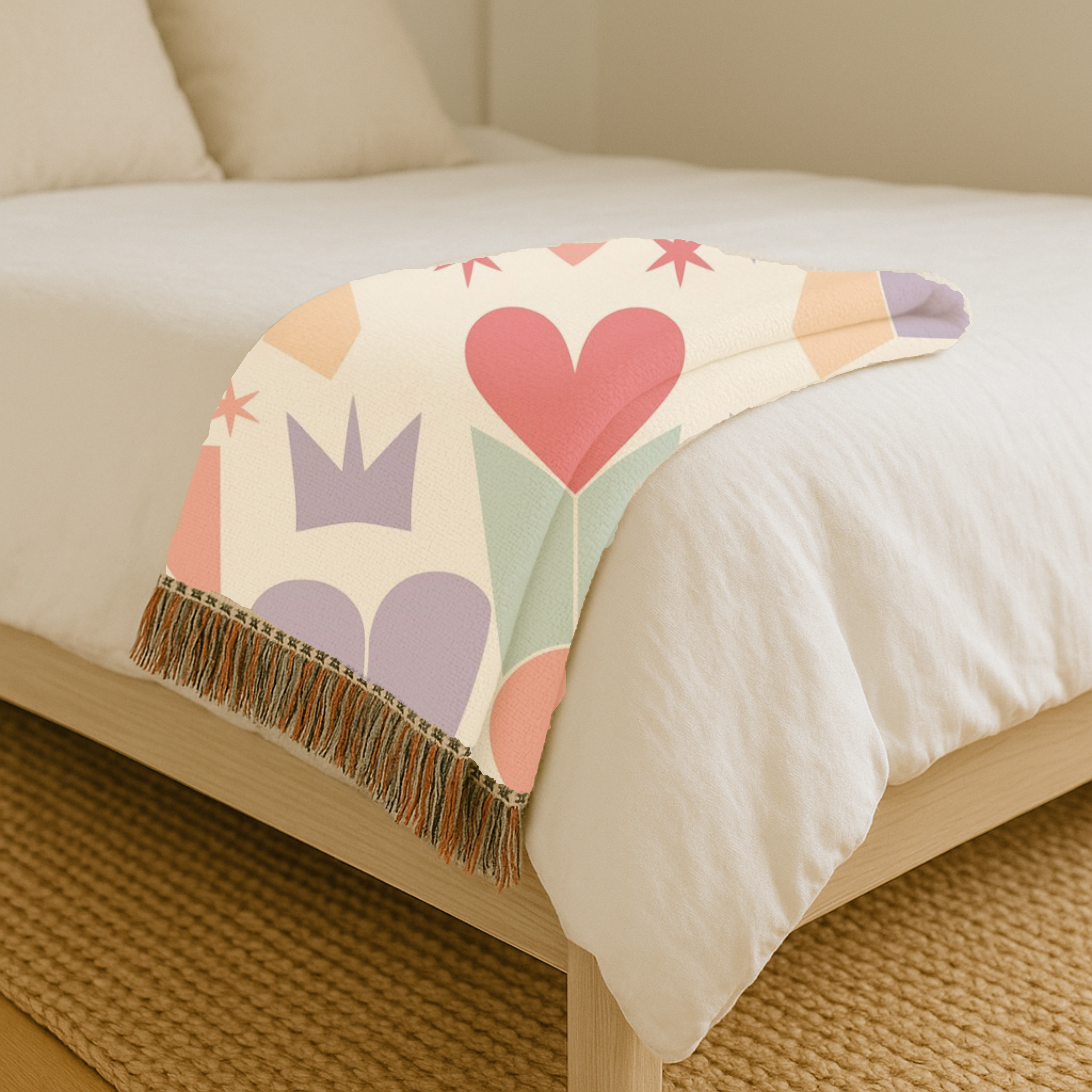 Heart Crown Throw — 1980s Pop Royalty Woven Blanket