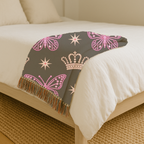 Crown & Wings Throw — 2000s Y2K Butterfly Crown Woven Blanket