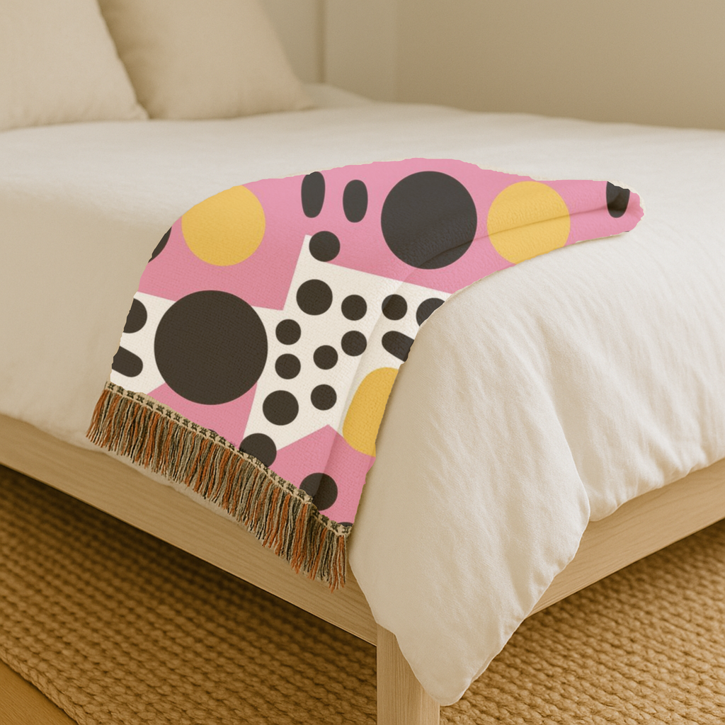 Dot Pop Throw — 1980s Bold Circle Woven Blanket
