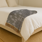 Midnight Rose Throw — 1990s Gothic Floral Woven Blanket