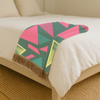 Neon Triangle Throw — 1980s Memphis Geometric Woven Blanket