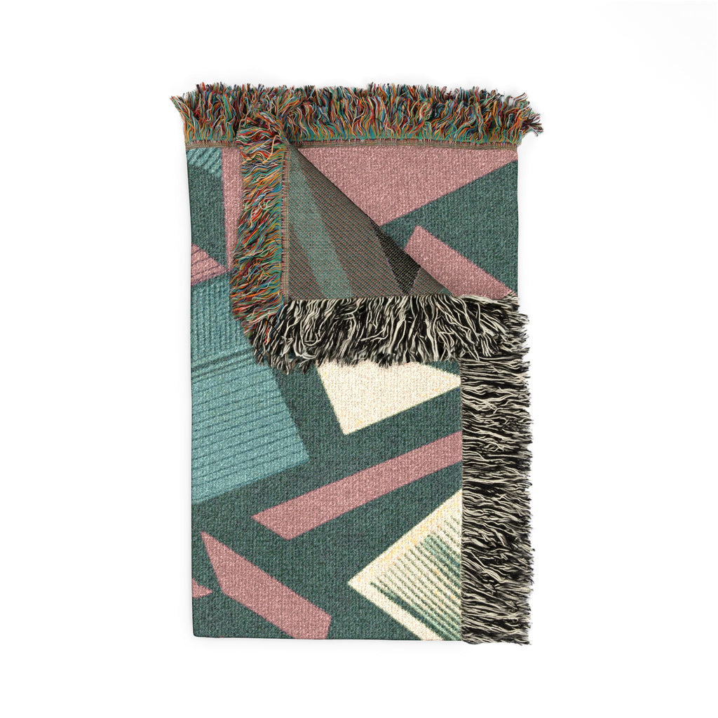 Neon Triangle Throw — 1980s Memphis Geometric Woven Blanket