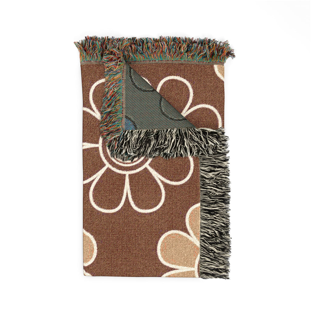 Spiral Daisy Throw — 1970s Retro Outline Woven Blanket