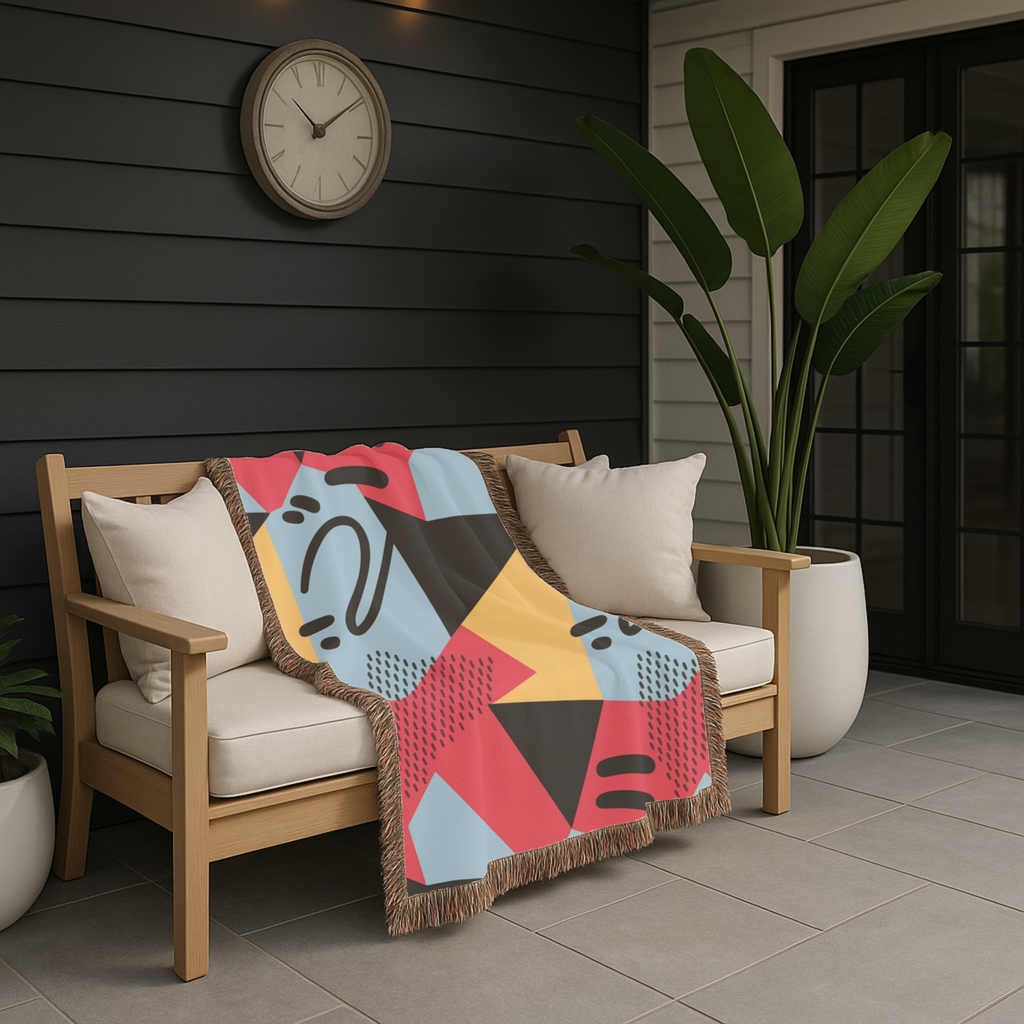 Memphis Night Throw — 1980s Geometric Art Woven Blanket