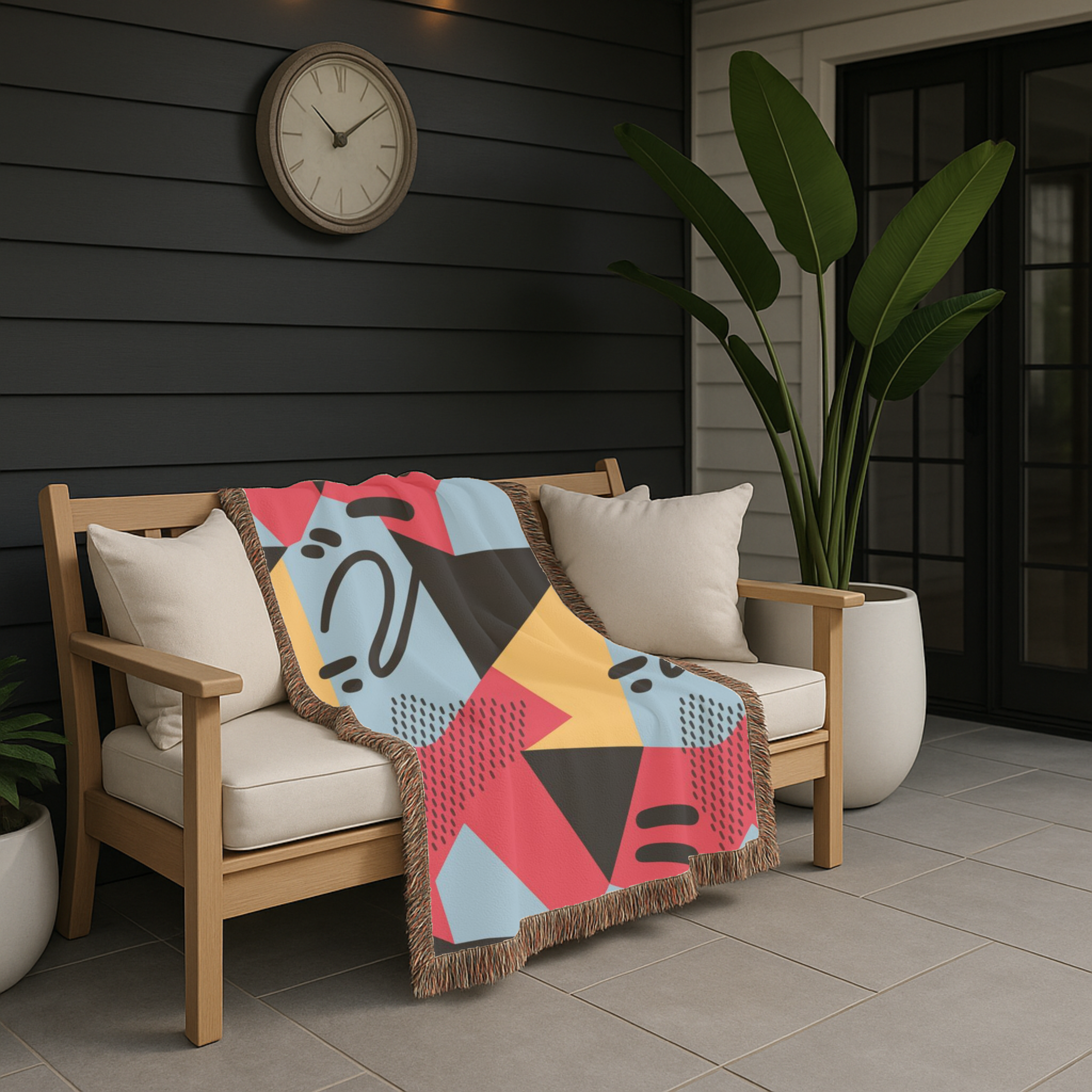 Memphis Night Throw — 1980s Geometric Art Woven Blanket