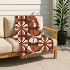 Velvet Bloom Throw — 1970s Stripe Petal Woven Blanket