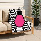 🩷 Pink Vortex Throw — 1960s Op Art Woven Blanket