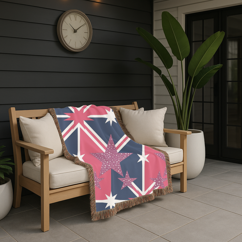 Cool Britannia Throw — 1990s Union Jack & Star Woven Blanket