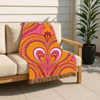 🧡 Palazzo Throw — 1960s Damask Paisley Woven Blanket