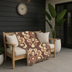 Baroque Bloom Throw — 1970s Medallion Woven Blanket