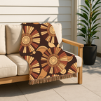🌻  Tawny Bloom Throw — 1970s Art Nouveau Woven Blanket