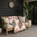 Prism Geo Throw — 1980s Pastel Geometric Woven Blanket