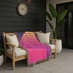 Sunset Grid Throw — 1980s Retrowave Glow Woven Blanket