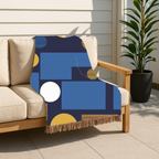 🔵 Mondrian Throw — 1960s Bauhaus Geometric Woven Blanket