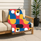 🔴 Primary Pop Throw — 1960s Graphic Art Woven Blanket