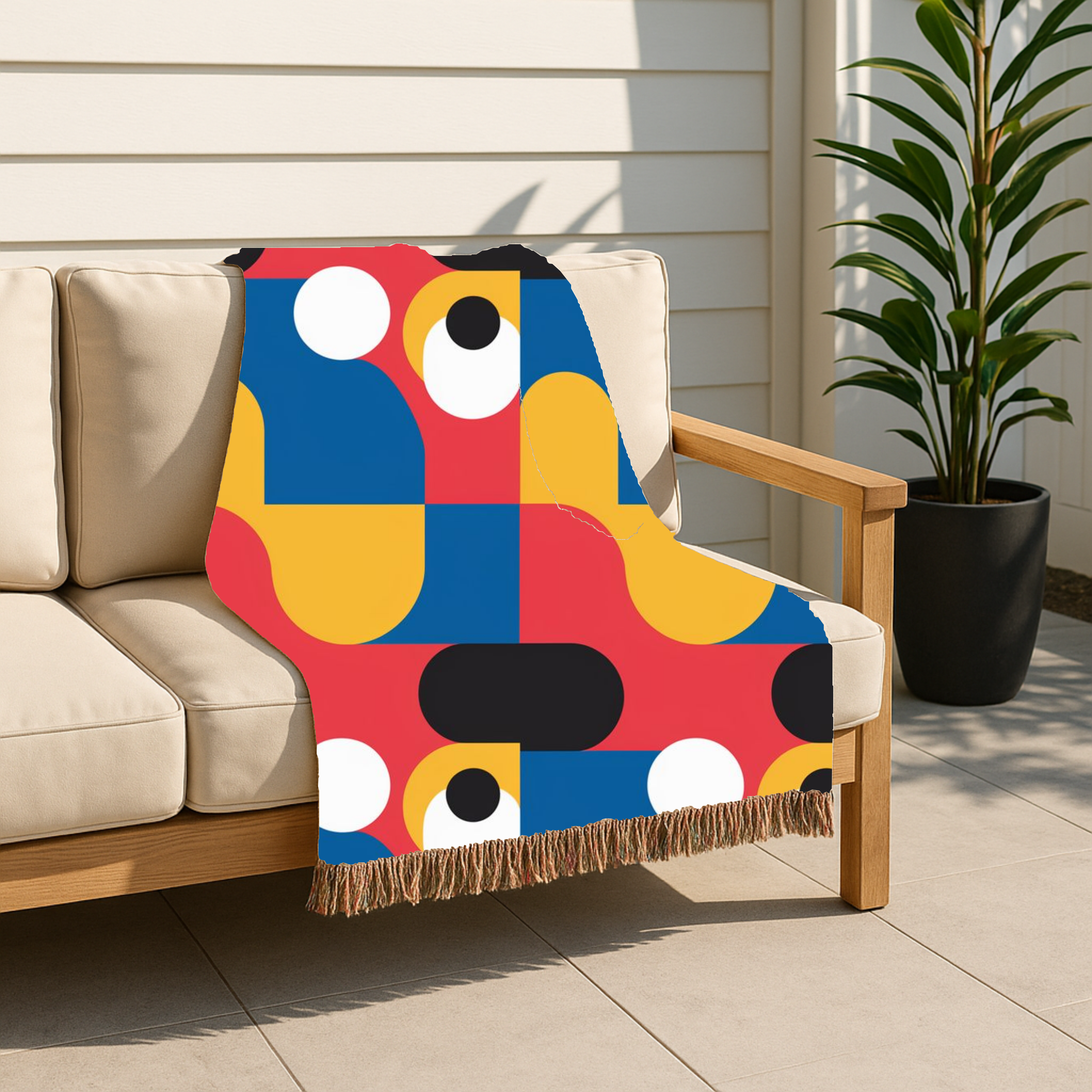 🔴 Primary Pop Throw — 1960s Graphic Art Woven Blanket