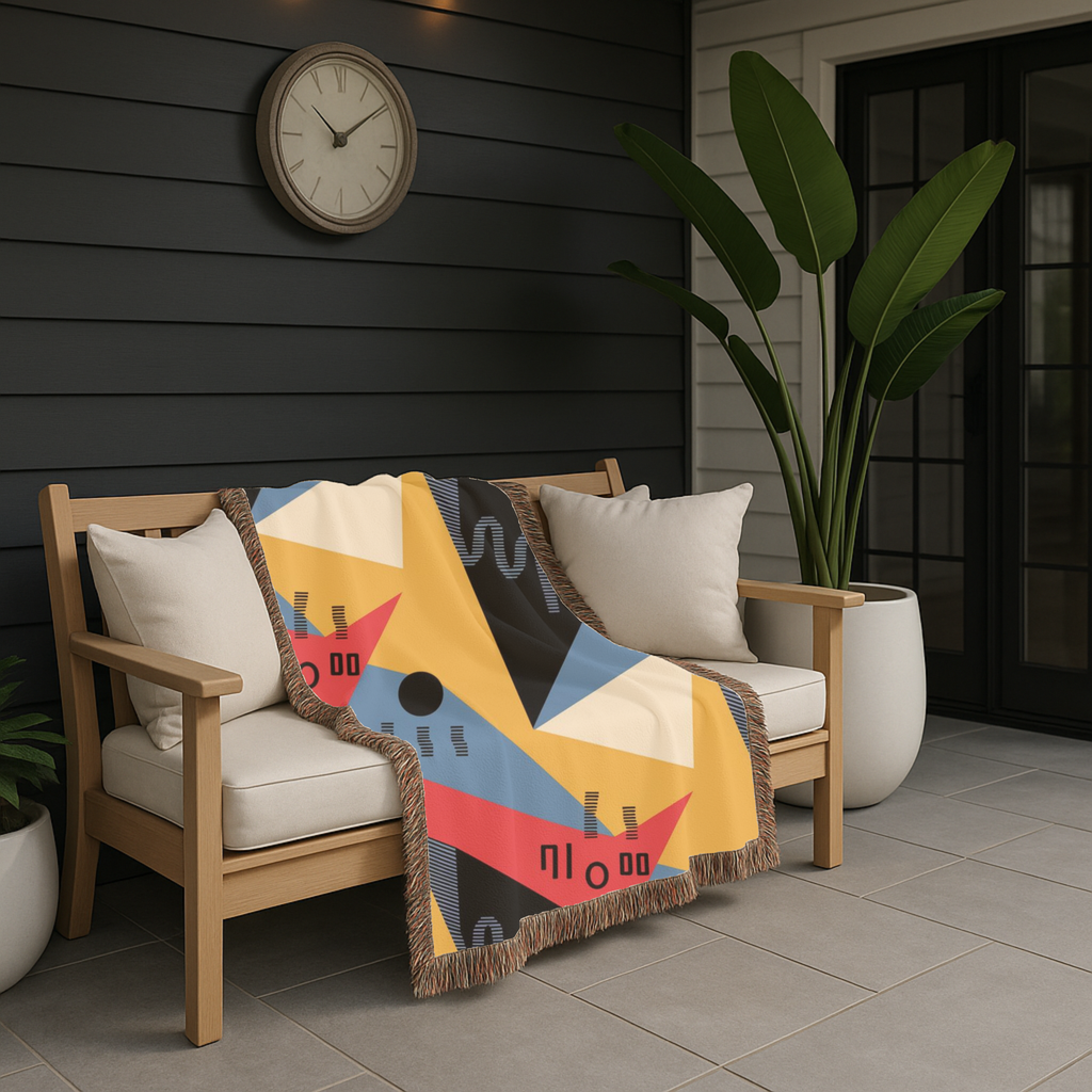 Memphis Sunshine Throw — 1980s Bold Geometric Woven Blanket