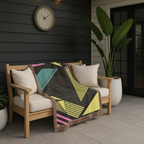 Electric Triangle Throw — 1980s Bold Stripe Geometric Woven Blanket