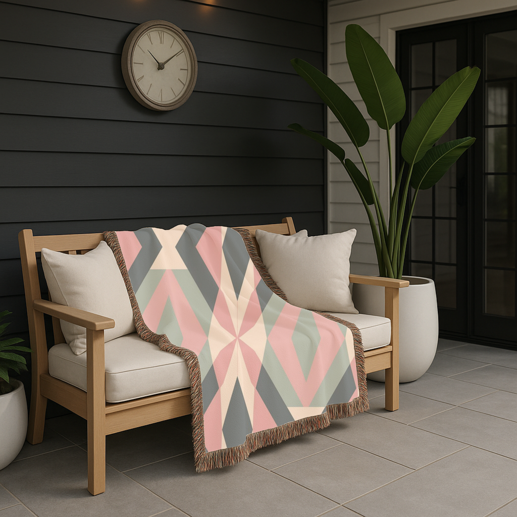 Diamond Lattice Throw — 1980s Pastel Elegance Woven Blanket