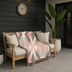 Diamond Lattice Throw — 1980s Pastel Elegance Woven Blanket